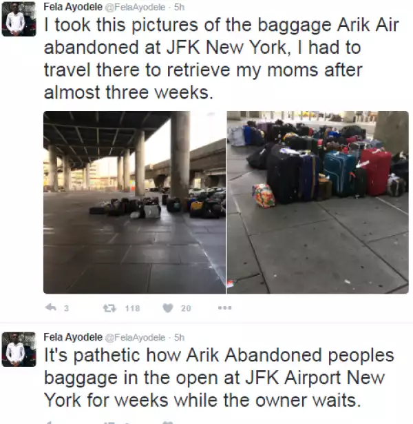 Photos of baggages allegedly abandoned by Arik Air at JFK, New York